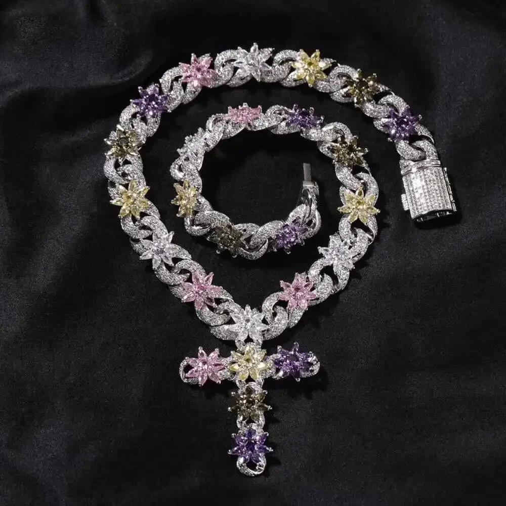 Multi Coloured Cross Necklace 18 Inch 3432